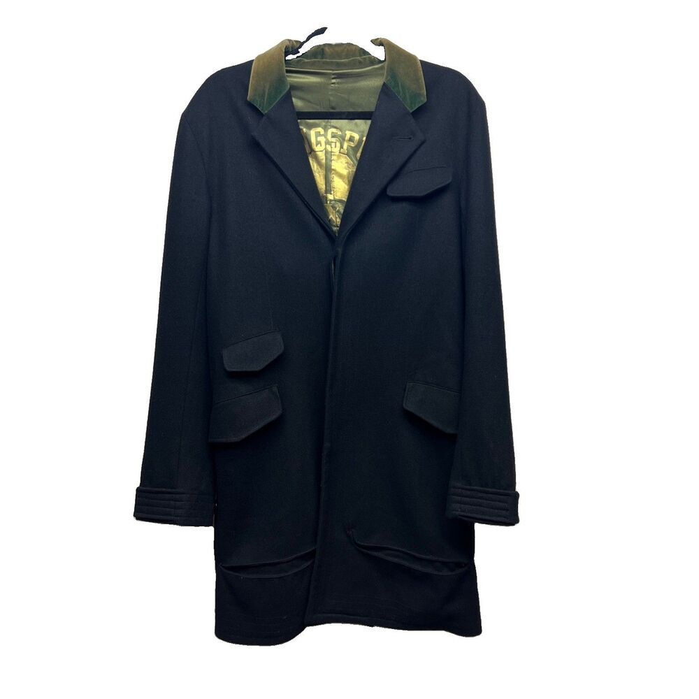 Ringspun Black Wool Midi Coat UK 10 Women’s M/L Art Deco